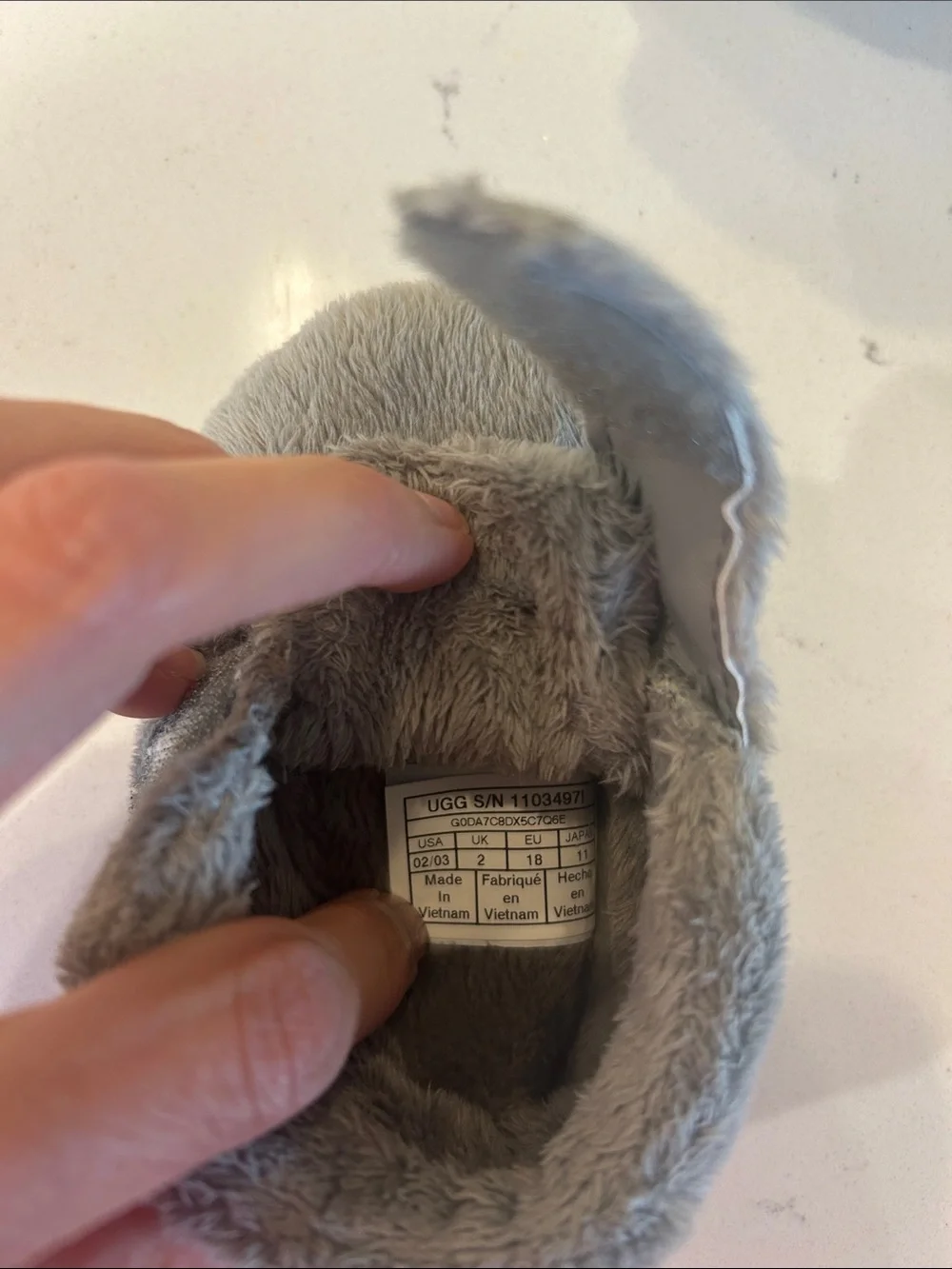 UGG Plush Baby Booties in Light Gray